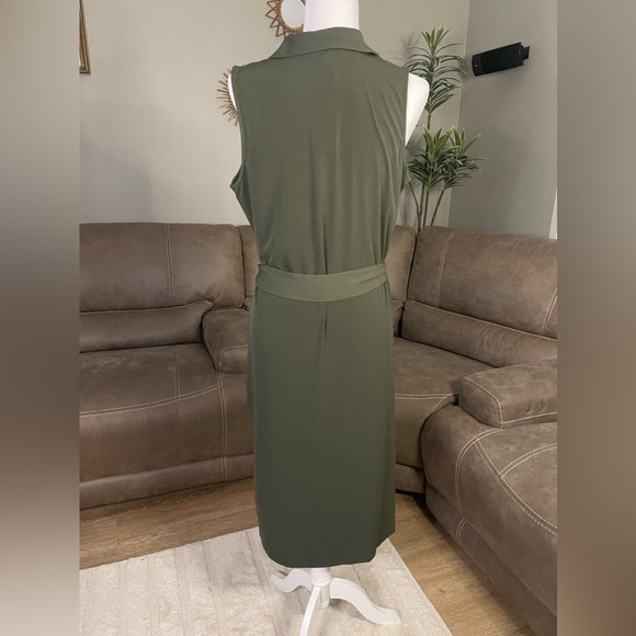 CHIC NWT Michael Kors MK Green Ivy Belted Dress Sz L Large - Picture 7 of 11